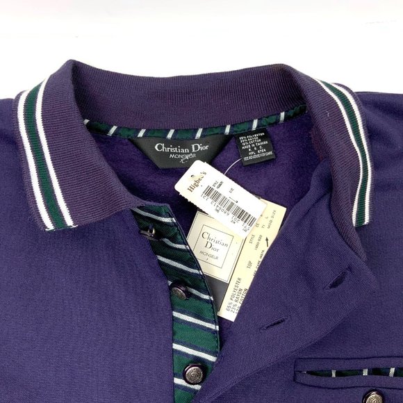 Dior Other - Vintage 90s Christian Dior Monsieur Quarter Button Navy Sporty Sweatshirt Sz L